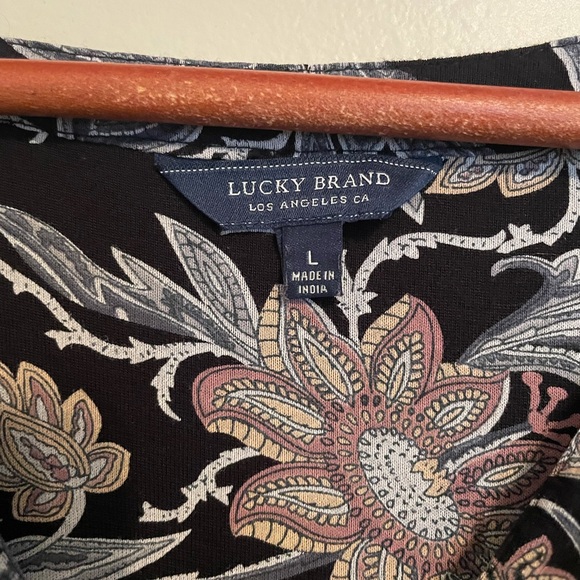 Lucky Brand boho Large floral high low 3/4 sleeve top - Picture 3 of 7